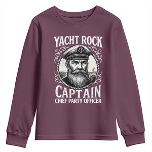 Funny Yacht Rock Captain Youth Sweatshirt Chief Party Officer Pontoon Boat Sailor TS11 Maroon Print Your Wear