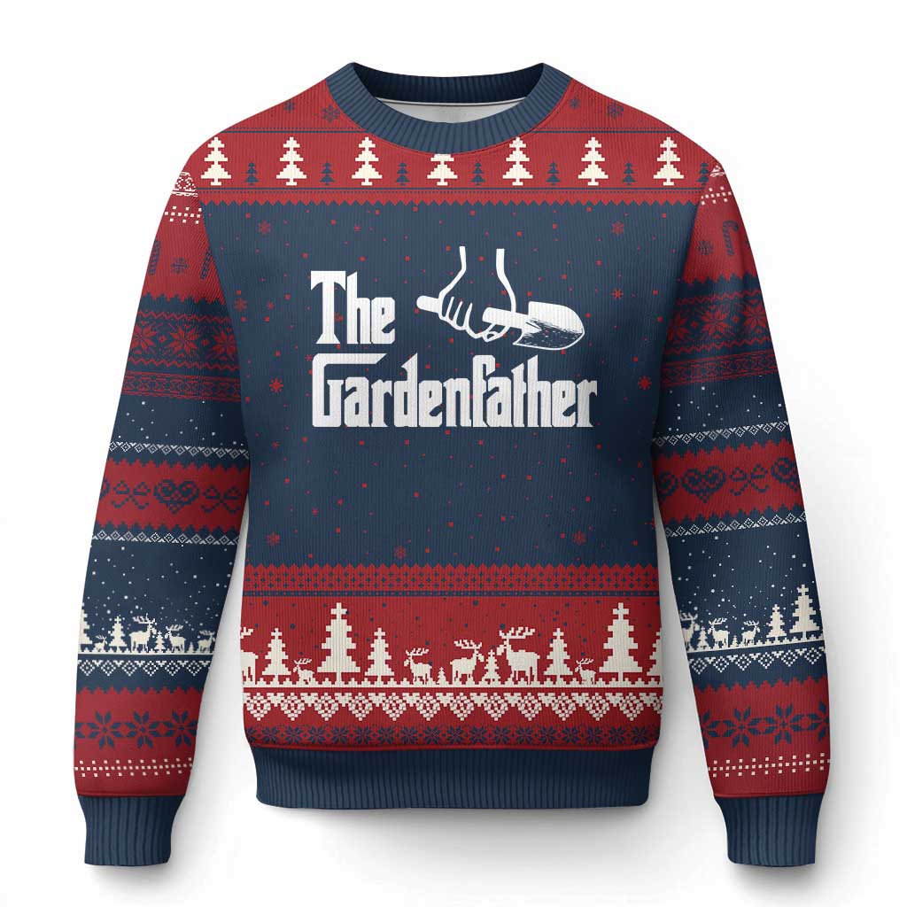 The Gardenfather Ugly Christmas Sweater Gardener Parody Gardening Fathers Day TS11 Navy Red Print Your Wear