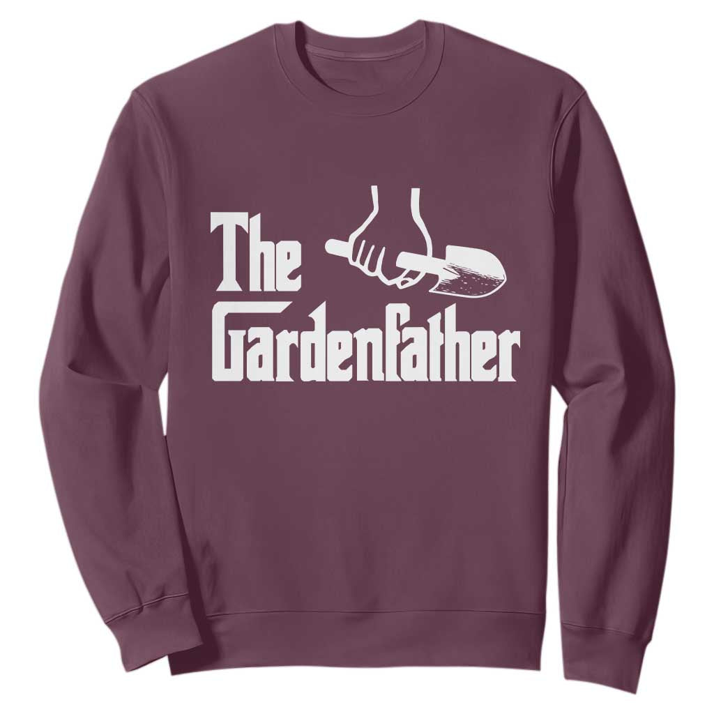 The Gardenfather Sweatshirt Gardener Parody Gardening Fathers Day TS11 Maroon Print Your Wear