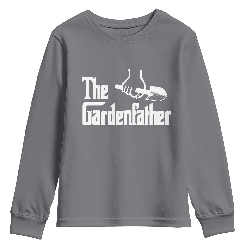 The Gardenfather Youth Sweatshirt Gardener Parody Gardening Fathers Day TS11 Charcoal Print Your Wear