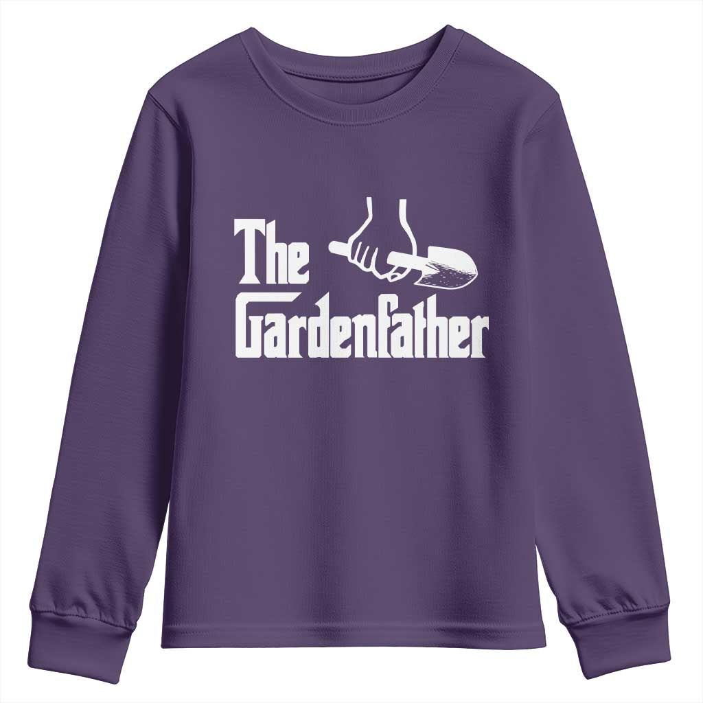 The Gardenfather Youth Sweatshirt Gardener Parody Gardening Fathers Day TS11 Purple Print Your Wear