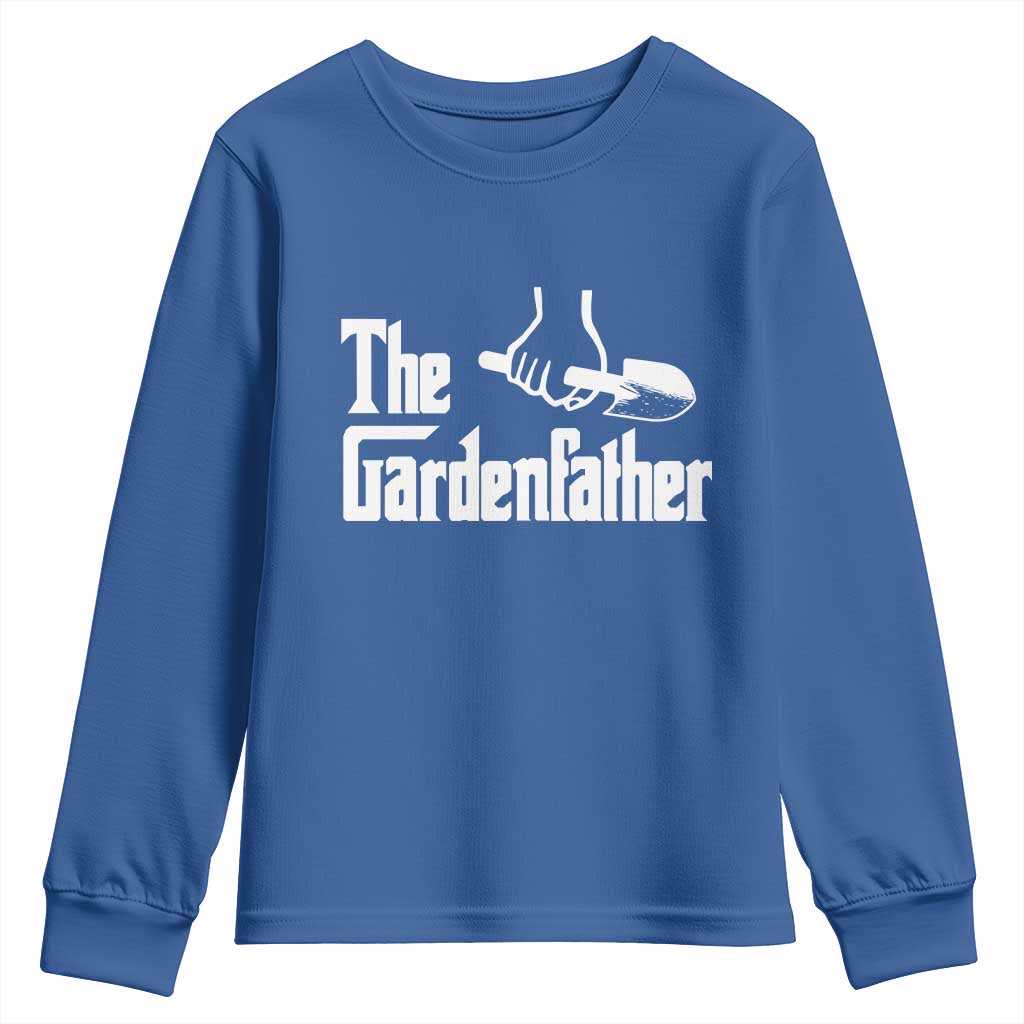 The Gardenfather Youth Sweatshirt Gardener Parody Gardening Fathers Day TS11 Royal Blue Print Your Wear