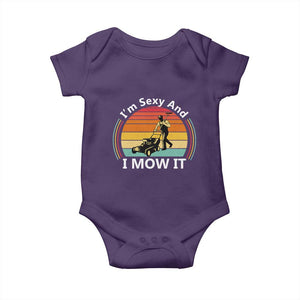 Funny I Am Sexy And I Mow It Baby Onesie Lawn Mowing Mower Dad TS11 Purple Print Your Wear