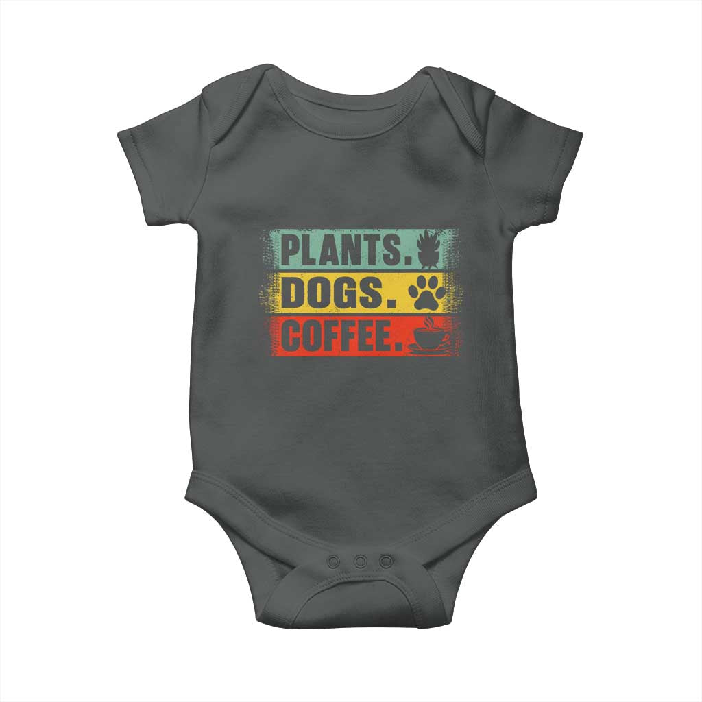 Plants Dogs Coffee Baby Onesie Retro Gardening And Dog Lover TS11 Dark Heather Print Your Wear