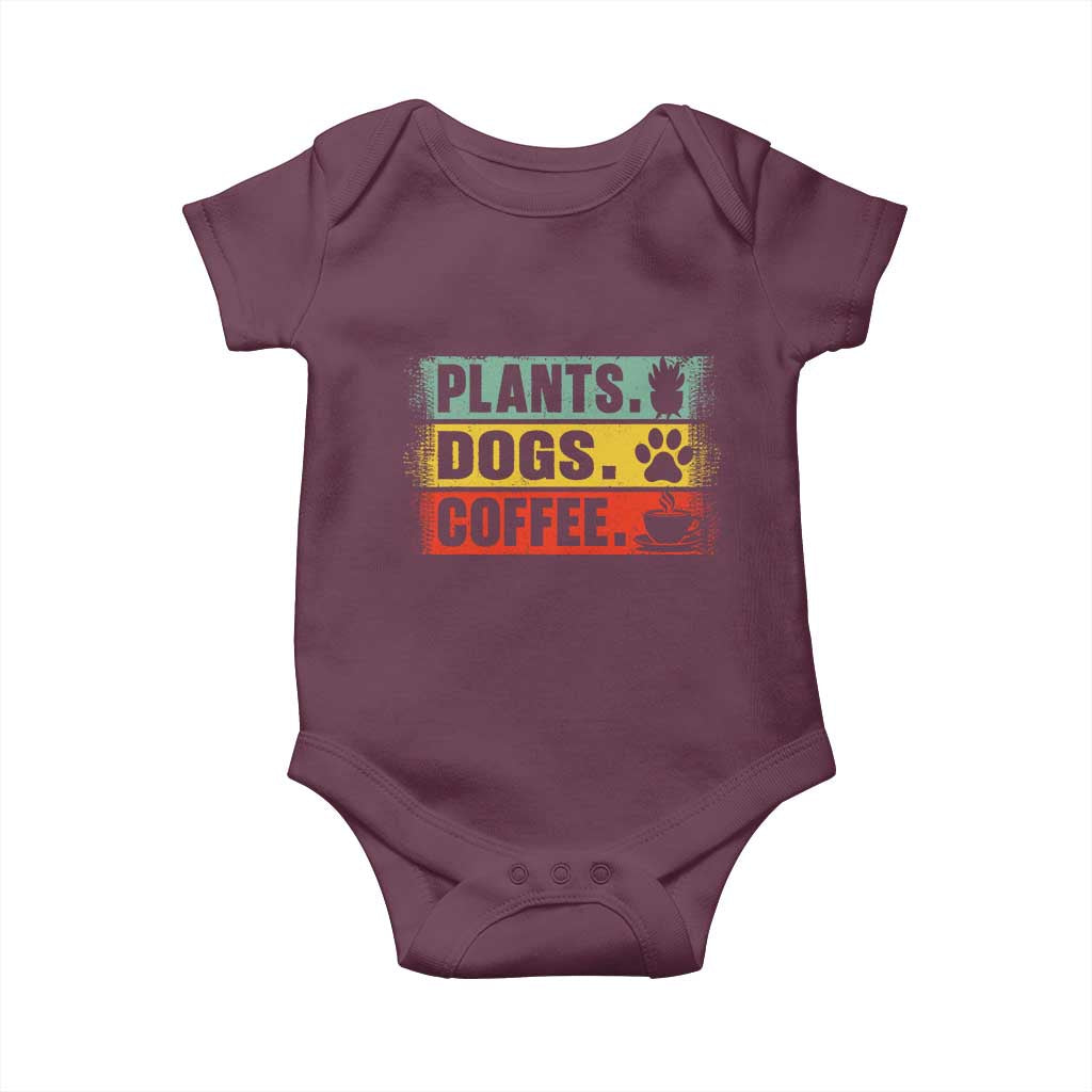 Plants Dogs Coffee Baby Onesie Retro Gardening And Dog Lover TS11 Maroon Print Your Wear