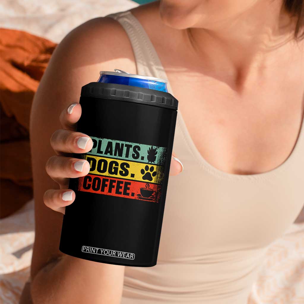 Plants Dogs Coffee 4 in 1 Can Cooler Tumbler Retro Gardening And Dog Lover TS11 Print Your Wear