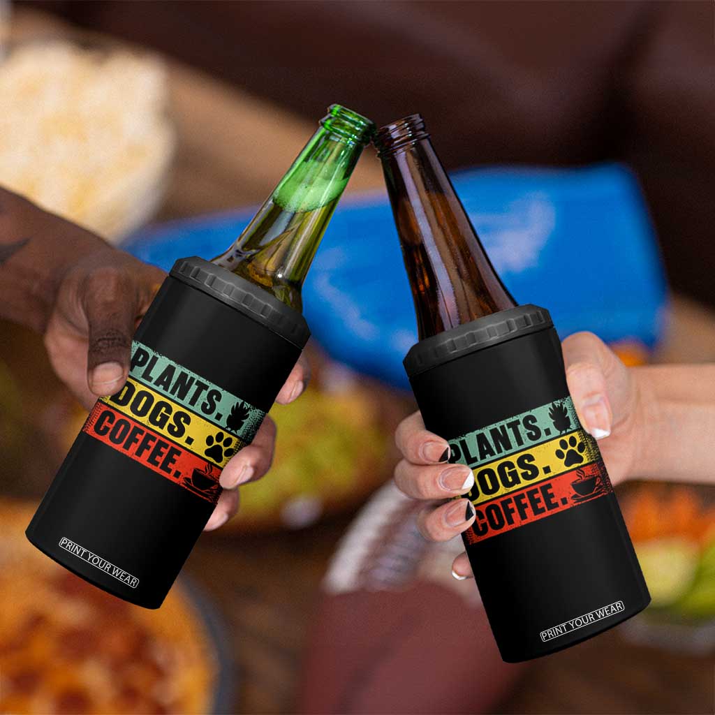 Plants Dogs Coffee 4 in 1 Can Cooler Tumbler Retro Gardening And Dog Lover TS11 Print Your Wear