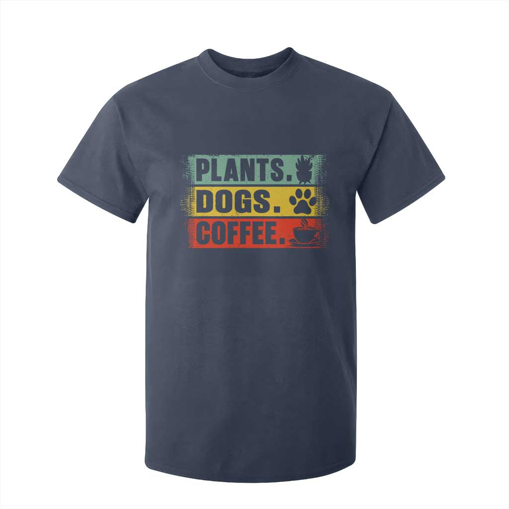 Plants Dogs Coffee T Shirt For Kid Retro Gardening And Dog Lover TS11 Navy Print Your Wear