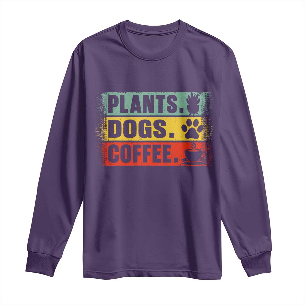 Plants Dogs Coffee Long Sleeve Shirt Retro Gardening And Dog Lover TS11 Purple Print Your Wear
