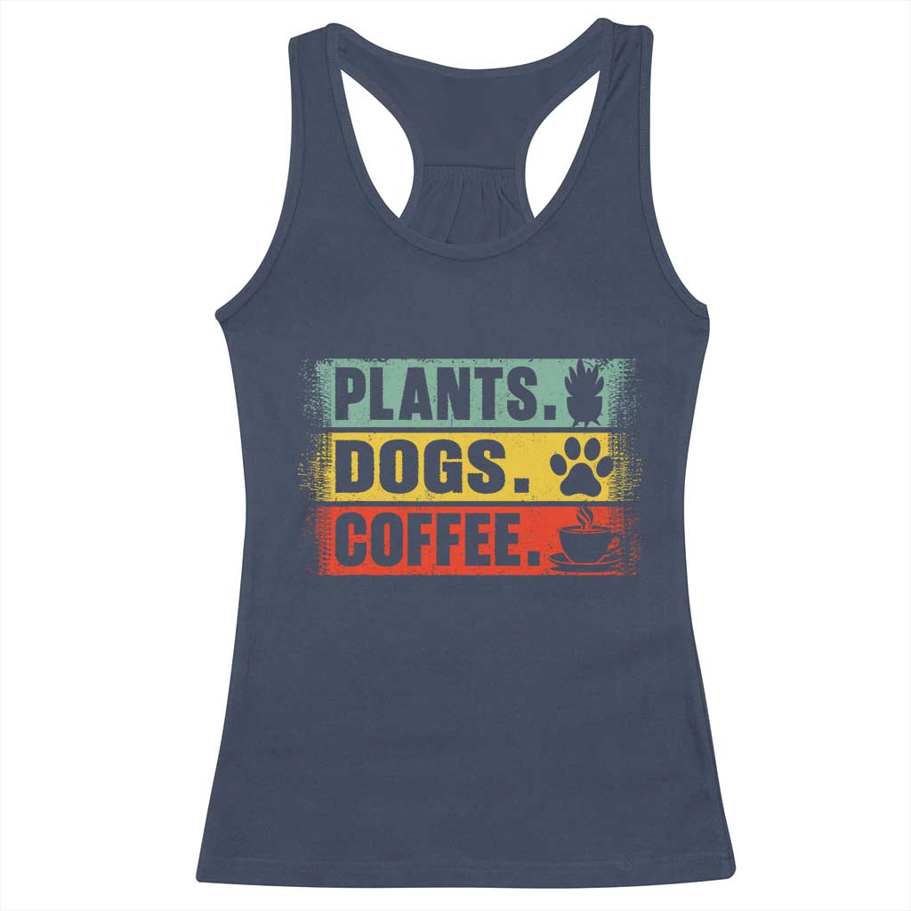 Plants Dogs Coffee Racerback Tank Top Retro Gardening And Dog Lover TS11 Navy Print Your Wear