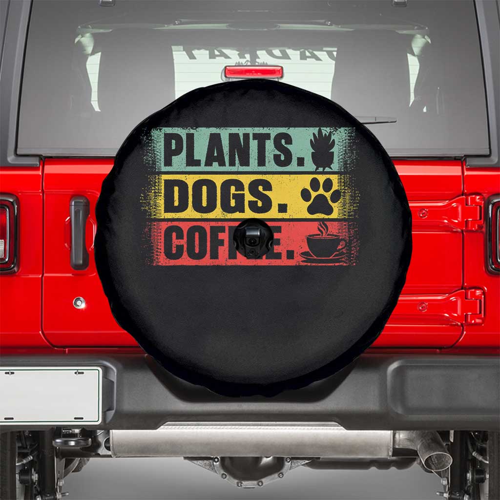 Plants Dogs Coffee Spare Tire Cover Retro Gardening And Dog Lover TS11 Black Print Your Wear