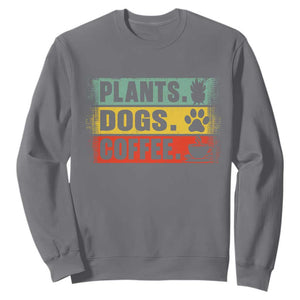 Plants Dogs Coffee Sweatshirt Retro Gardening And Dog Lover TS11 Charcoal Print Your Wear