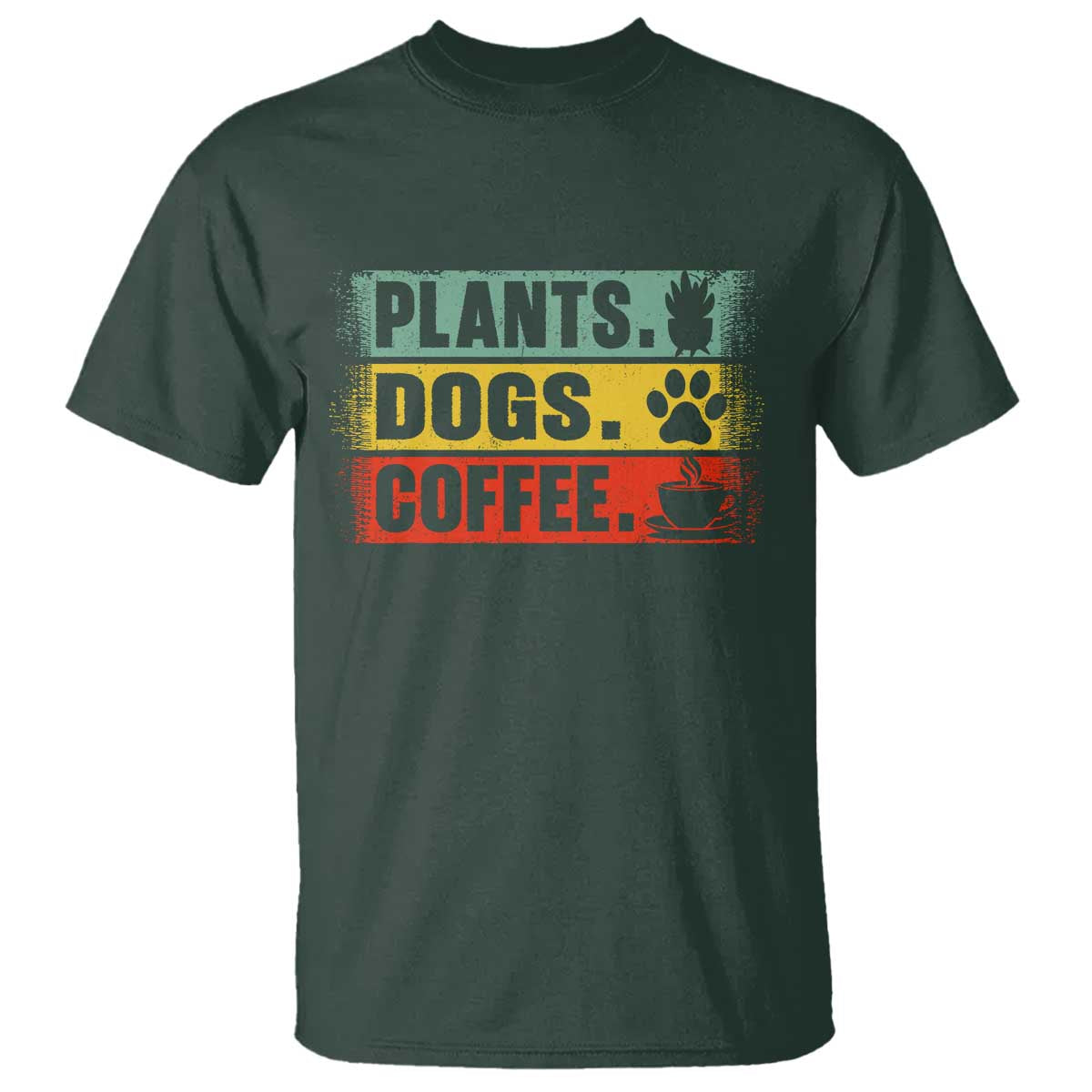 Plants Dogs Coffee T Shirt Retro Gardening And Dog Lover TS11 Dark Forest Green Print Your Wear