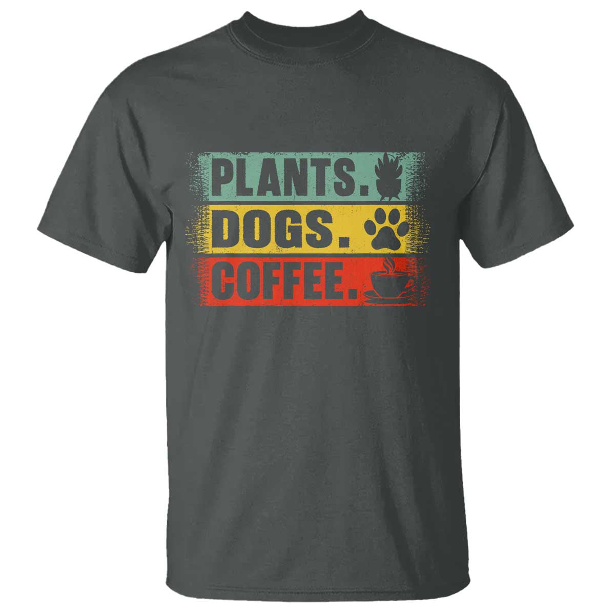 Plants Dogs Coffee T Shirt Retro Gardening And Dog Lover TS11 Dark Heather Print Your Wear