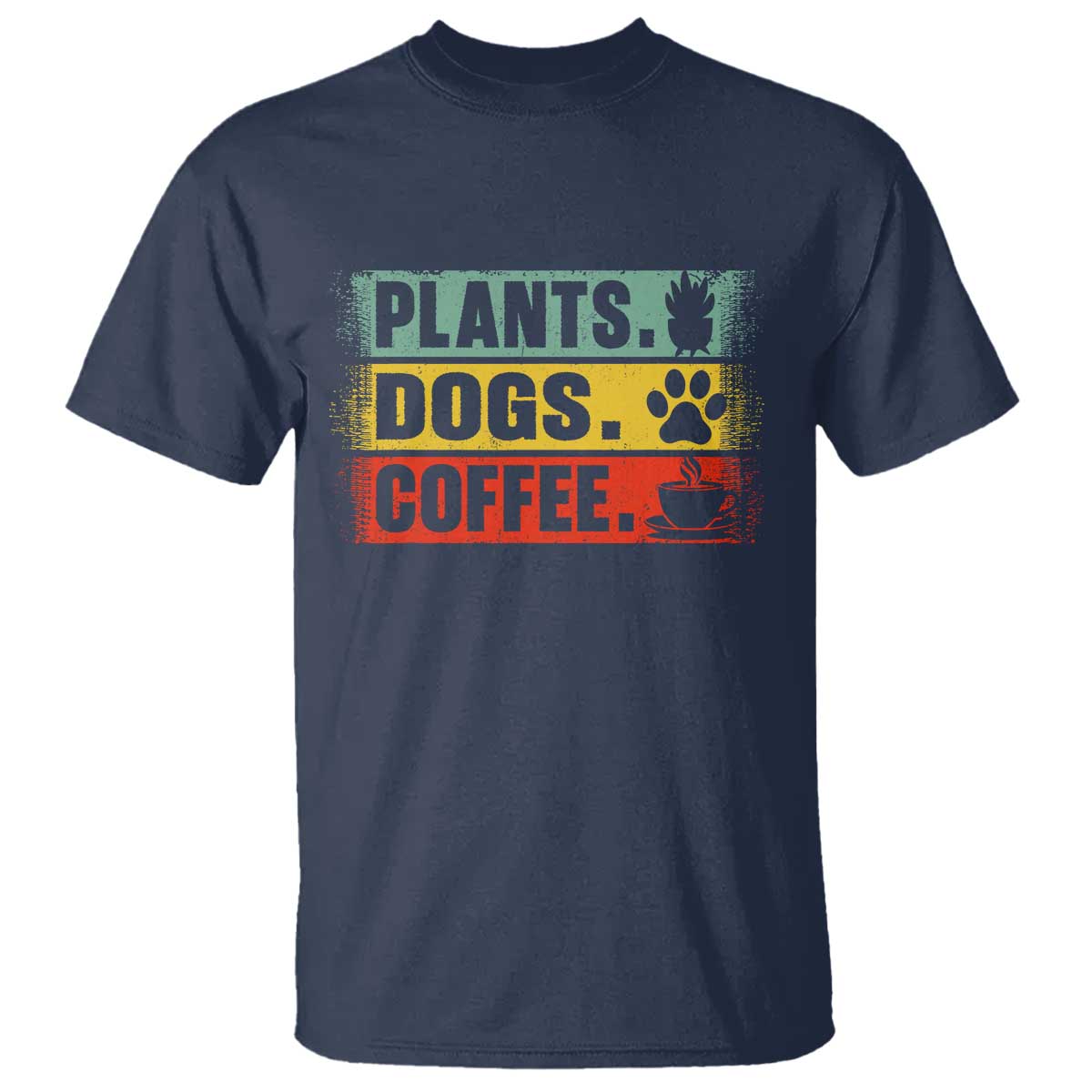 Plants Dogs Coffee T Shirt Retro Gardening And Dog Lover TS11 Navy Print Your Wear