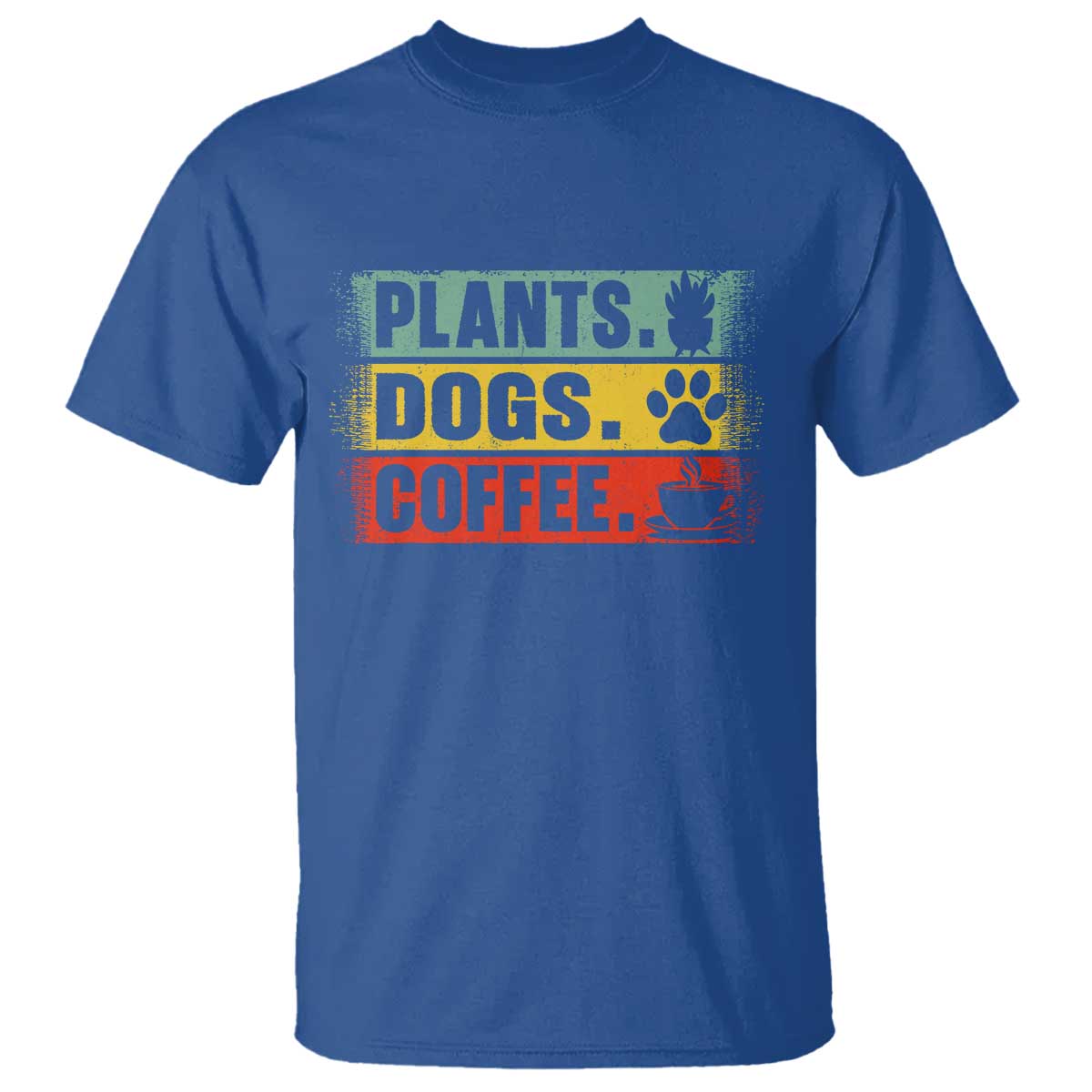 Plants Dogs Coffee T Shirt Retro Gardening And Dog Lover TS11 Royal Blue Print Your Wear