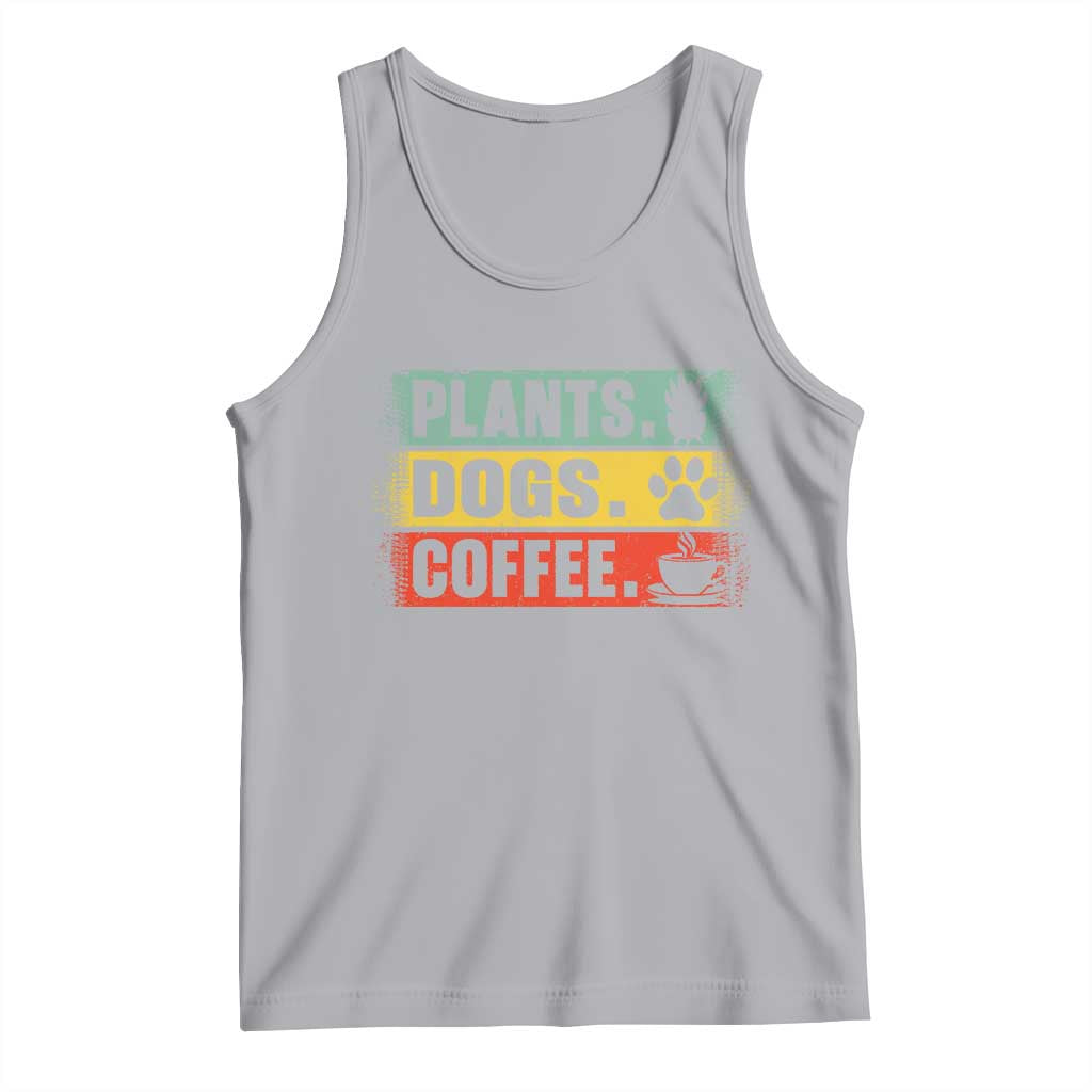 Plants Dogs Coffee Tank Top Retro Gardening And Dog Lover TS11 Athletic Heather Print Your Wear