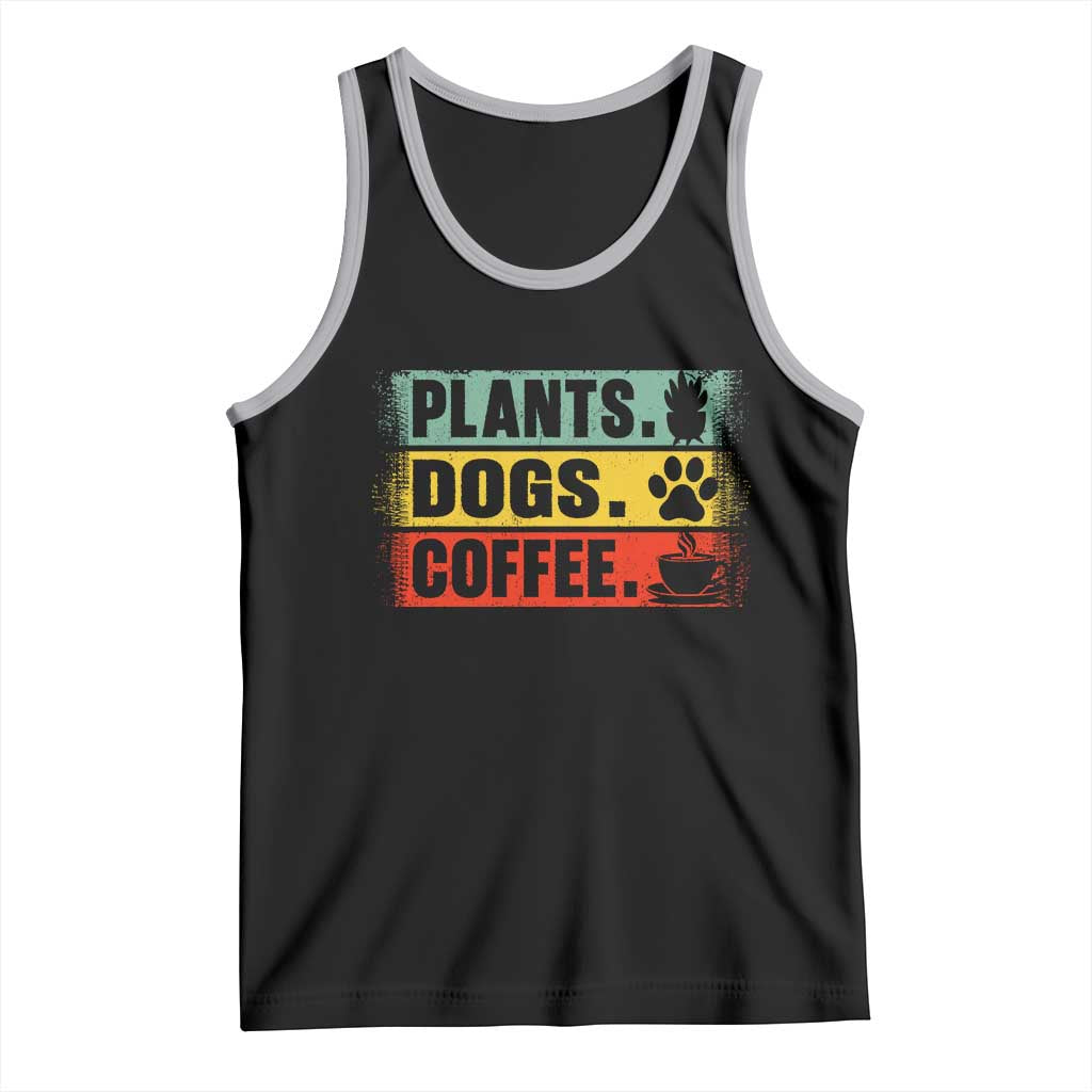 Plants Dogs Coffee Tank Top Retro Gardening And Dog Lover TS11 Black Athletic Heather Print Your Wear