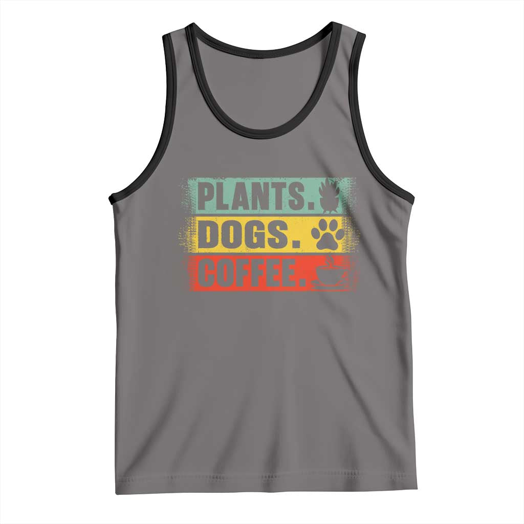Plants Dogs Coffee Tank Top Retro Gardening And Dog Lover TS11 Deep Heather Black Print Your Wear