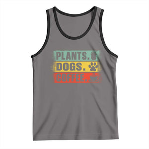 Plants Dogs Coffee Tank Top Retro Gardening And Dog Lover TS11 Deep Heather Black Print Your Wear
