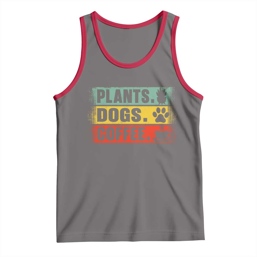 Plants Dogs Coffee Tank Top Retro Gardening And Dog Lover TS11 Deep Heather Red Print Your Wear