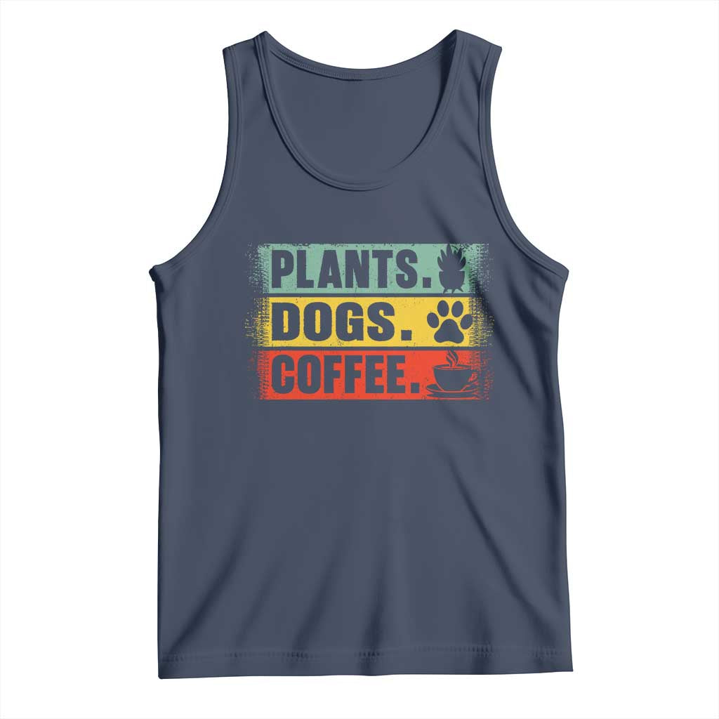 Plants Dogs Coffee Tank Top Retro Gardening And Dog Lover TS11 Navy Print Your Wear