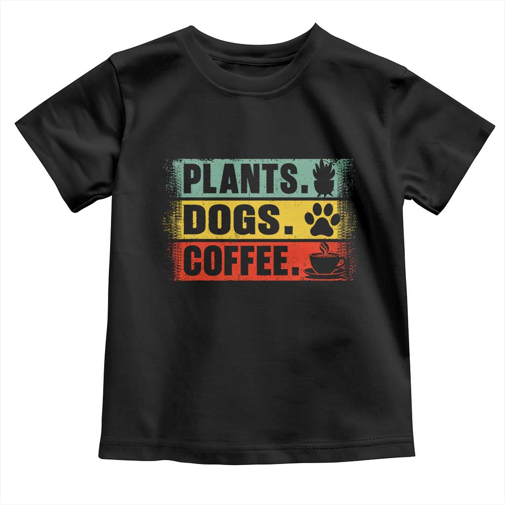 Plants Dogs Coffee Toddler T Shirt Retro Gardening And Dog Lover TS11 Black Print Your Wear