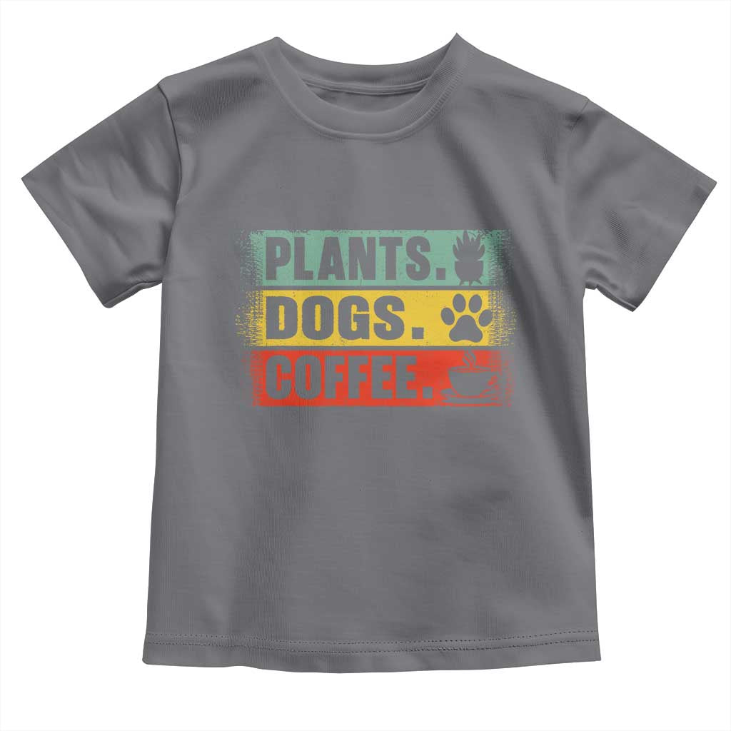 Plants Dogs Coffee Toddler T Shirt Retro Gardening And Dog Lover TS11 Charcoal Print Your Wear