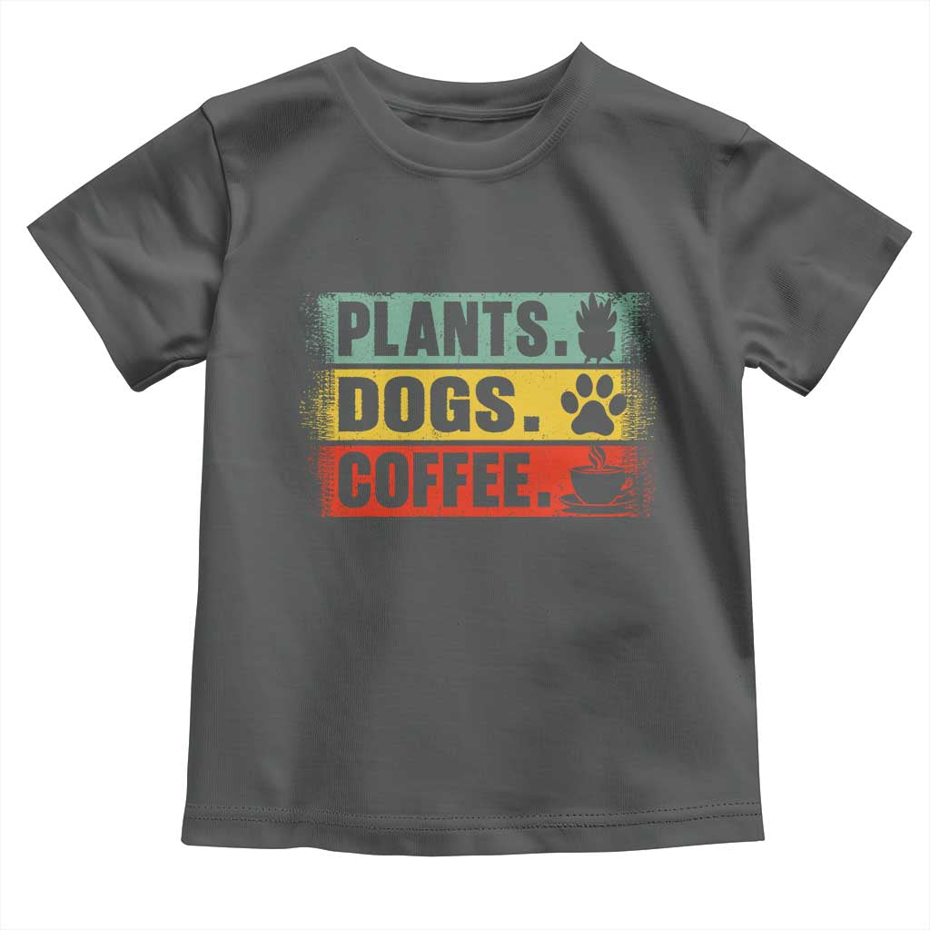 Plants Dogs Coffee Toddler T Shirt Retro Gardening And Dog Lover TS11 Dark Heather Print Your Wear