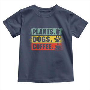 Plants Dogs Coffee Toddler T Shirt Retro Gardening And Dog Lover TS11 Navy Print Your Wear