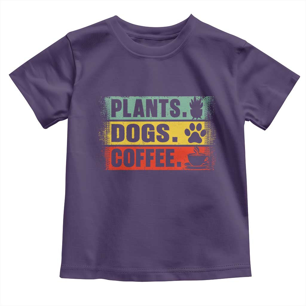 Plants Dogs Coffee Toddler T Shirt Retro Gardening And Dog Lover TS11 Purple Print Your Wear