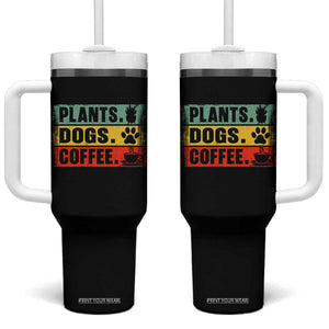 Plants Dogs Coffee Tumbler With Handle Retro Gardening And Dog Lover TS11 One Size: 40 oz Black Print Your Wear