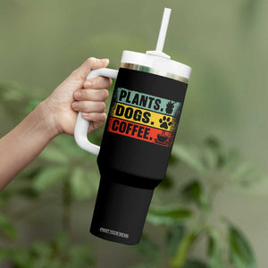 Plants Dogs Coffee Tumbler With Handle Retro Gardening And Dog Lover TS11 Print Your Wear