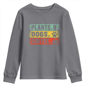 Plants Dogs Coffee Youth Sweatshirt Retro Gardening And Dog Lover TS11 Charcoal Print Your Wear