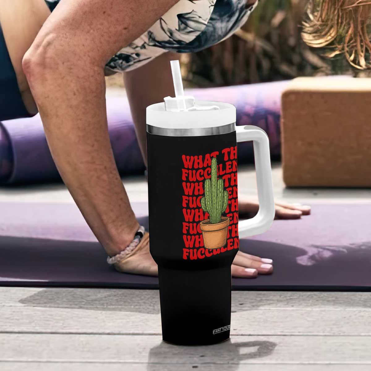 Funny What The Fucculent Tumbler With Handle Cactus Succulents Plants Gardening TS11 Print Your Wear
