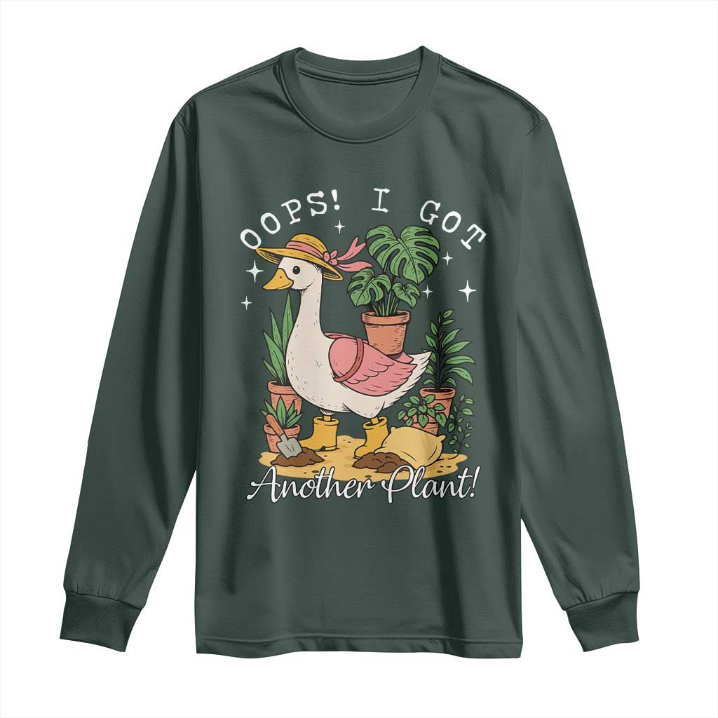 Funny Oops I Got Another Plant Long Sleeve Shirt Silly-Goose Gardener Plant Lady TS11 Dark Forest Green Print Your Wear