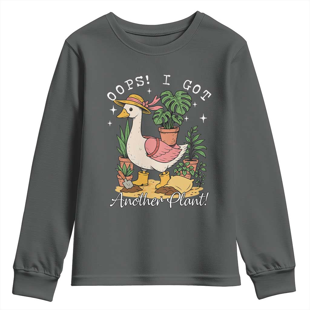 Funny Oops I Got Another Plant Youth Sweatshirt Silly-Goose Gardener Plant Lady TS11 Dark Heather Print Your Wear
