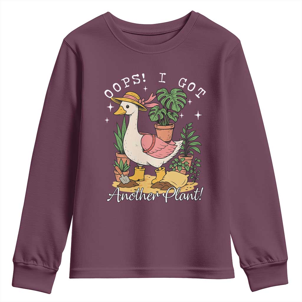 Funny Oops I Got Another Plant Youth Sweatshirt Silly-Goose Gardener Plant Lady TS11 Maroon Print Your Wear