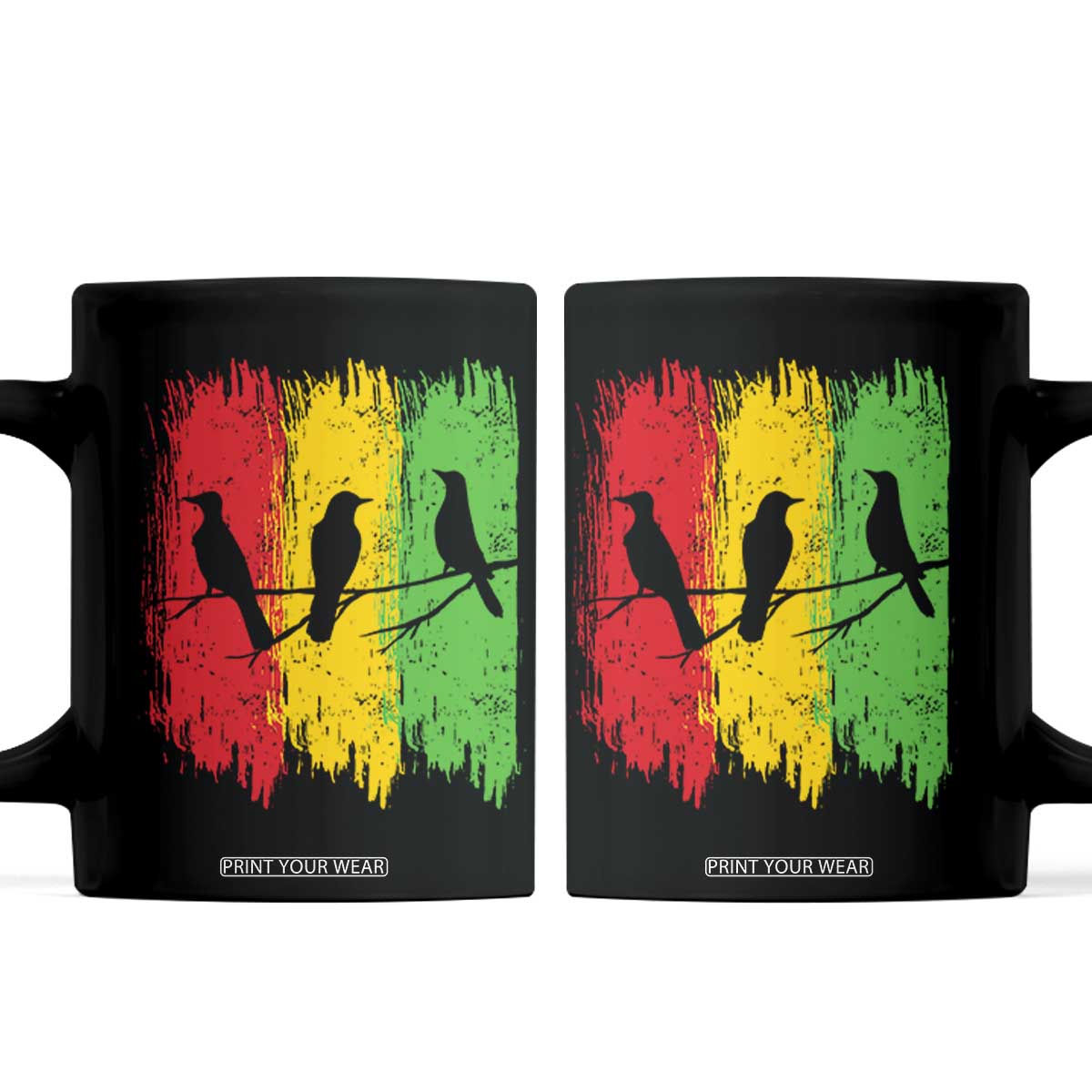 Three Birds Rasta Jamaica Reggae Music Coffee Mug TS11 Black Print Your Wear