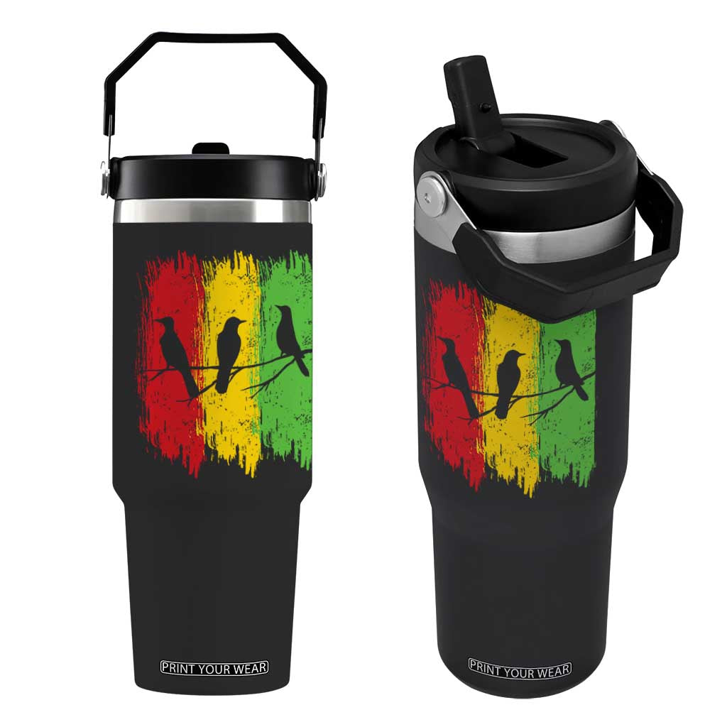 Three Birds Rasta Jamaica Reggae Music Flip Straw Tumbler TS11 One Size: 30 oz Black Print Your Wear