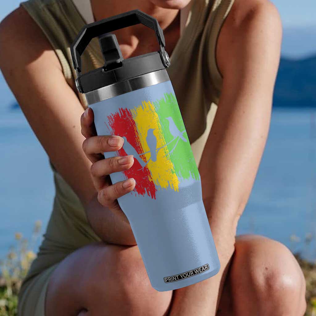 Three Birds Rasta Jamaica Reggae Music Flip Straw Tumbler TS11 One Size: 30 oz Light Blue Print Your Wear