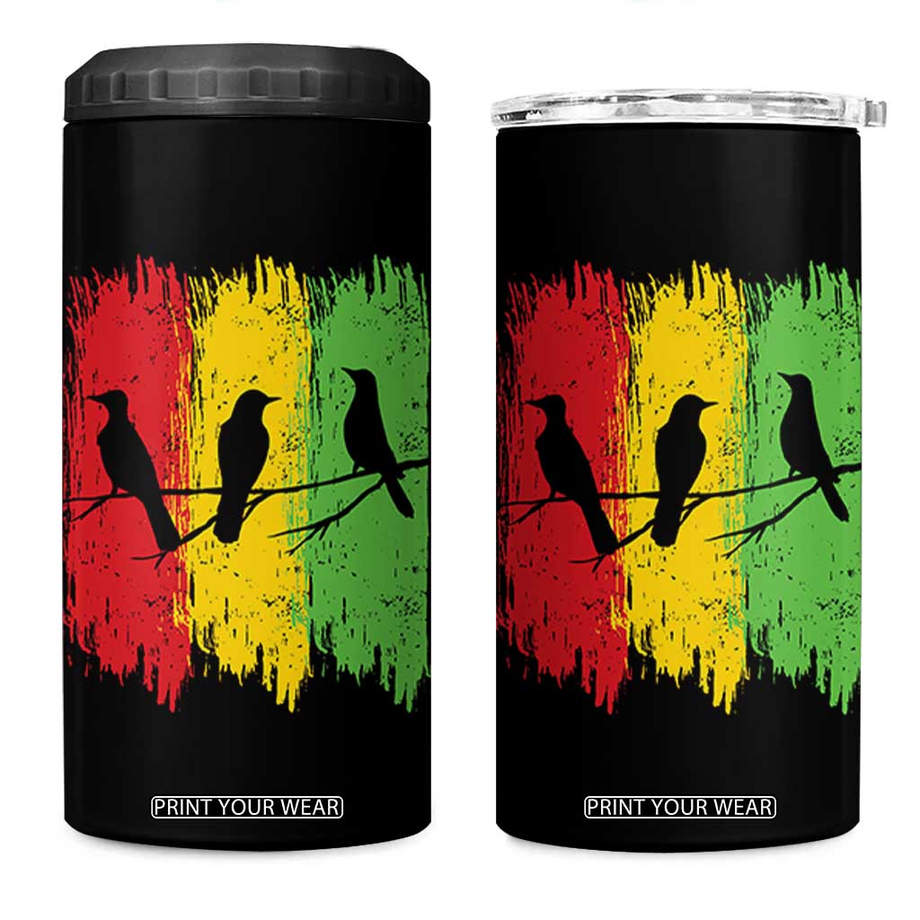 Three Birds Rasta Jamaica Reggae Music 4 in 1 Can Cooler Tumbler TS11 One Size: 16 oz Black Print Your Wear