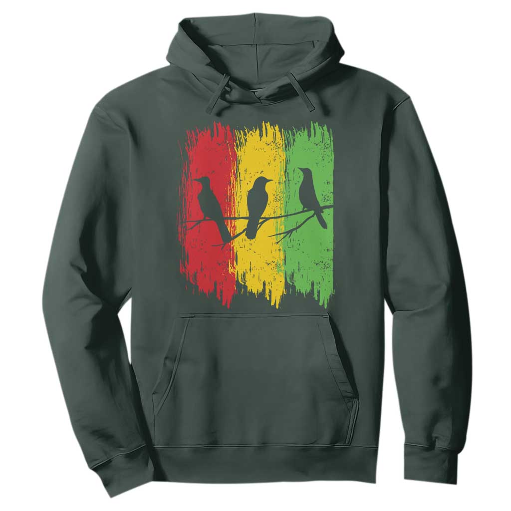 Three Birds Rasta Jamaica Reggae Music Hoodie TS11 Dark Forest Green Print Your Wear
