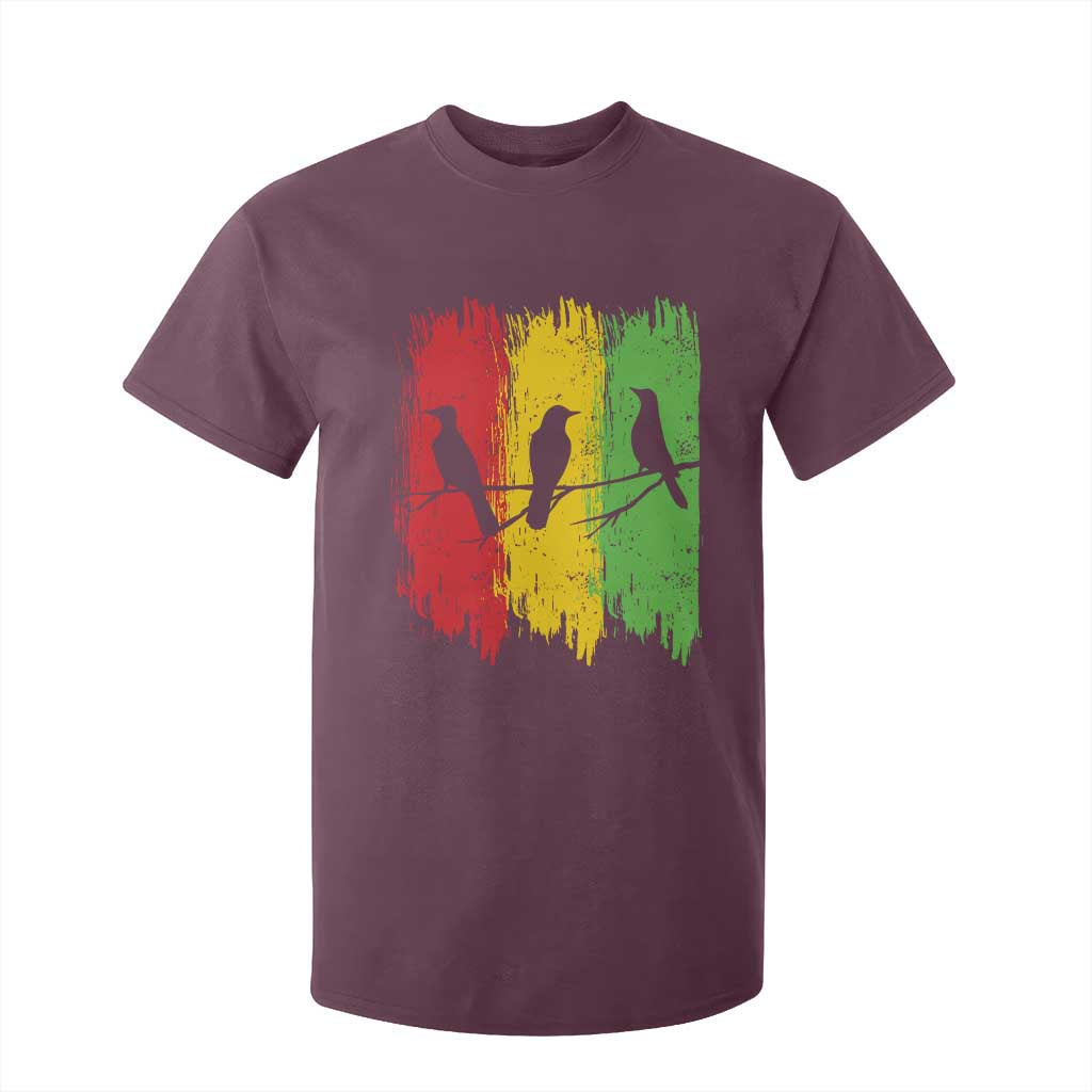 Three Birds Rasta Jamaica Reggae Music T Shirt For Kid TS11 Maroon Print Your Wear