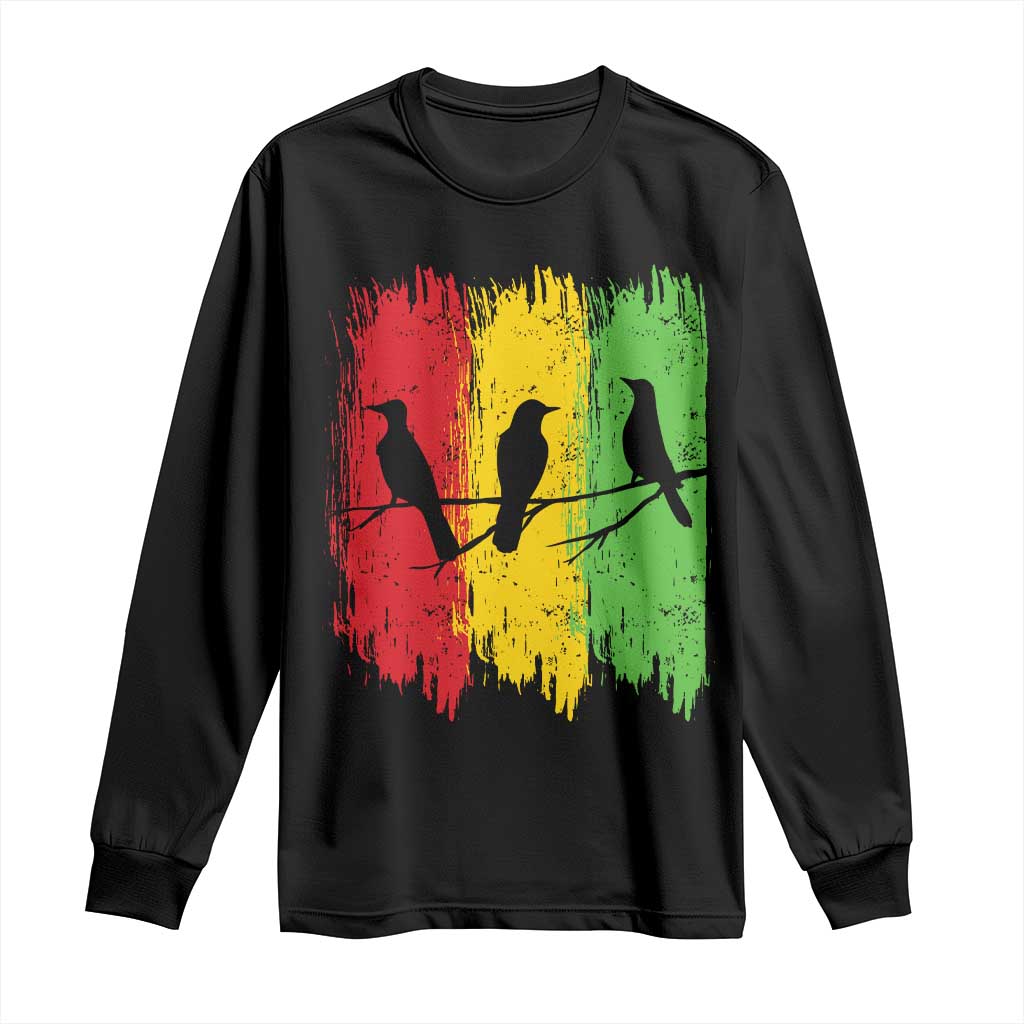 Three Birds Rasta Jamaica Reggae Music Long Sleeve Shirt TS11 Black Print Your Wear