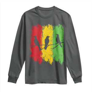 Three Birds Rasta Jamaica Reggae Music Long Sleeve Shirt TS11 Dark Heather Print Your Wear