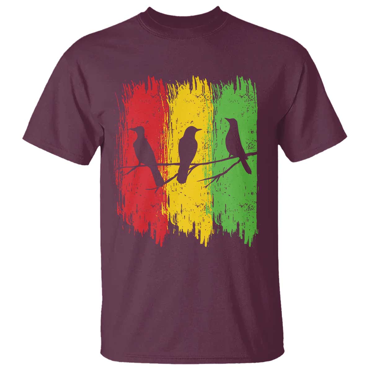 Three Birds Rasta Jamaica Reggae Music T Shirt TS11 Maroon Print Your Wear