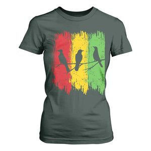 Three Birds Rasta Jamaica Reggae Music T Shirt For Women TS11 Dark Forest Green Print Your Wear