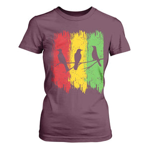 Three Birds Rasta Jamaica Reggae Music T Shirt For Women TS11 Maroon Print Your Wear