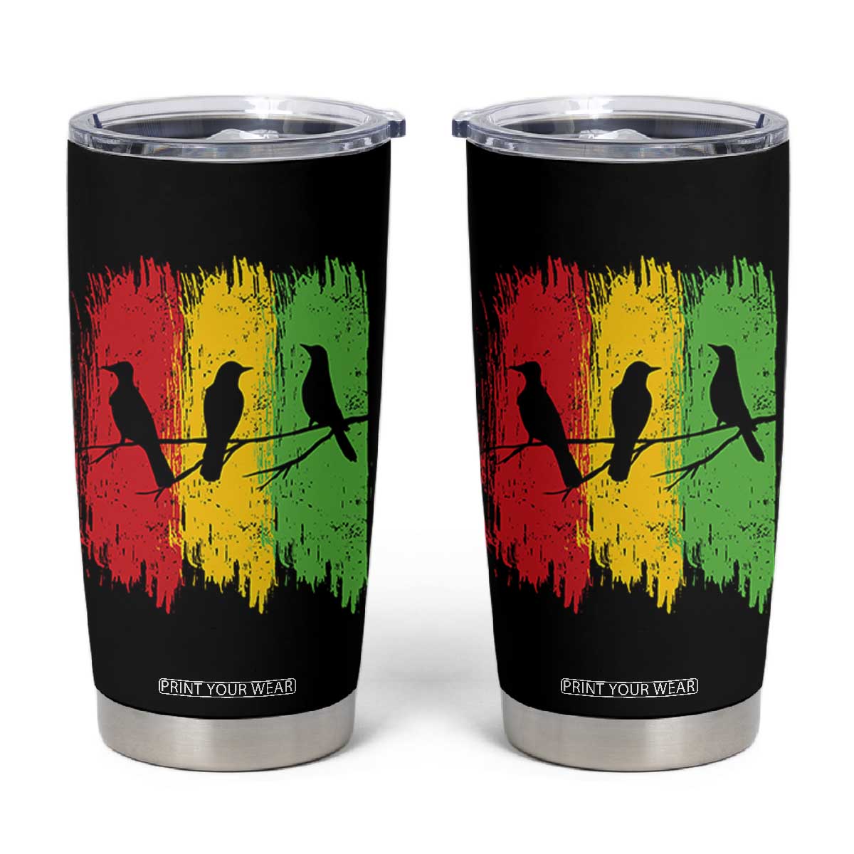 Three Birds Rasta Jamaica Reggae Music Tumbler Cup TS11 Black Print Your Wear